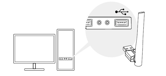 Insert the adapter into your computer's USB port