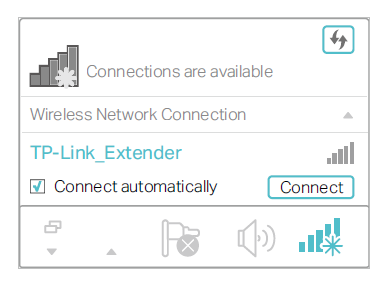 Connect to the range extender's wireless network on Windows
