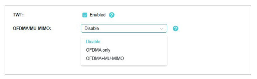 Wireless settings interface