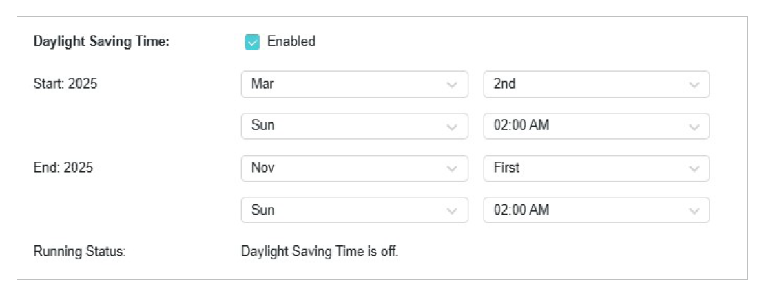 Enable and configure Daylight Saving Time