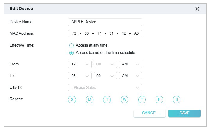 Edit block list entry