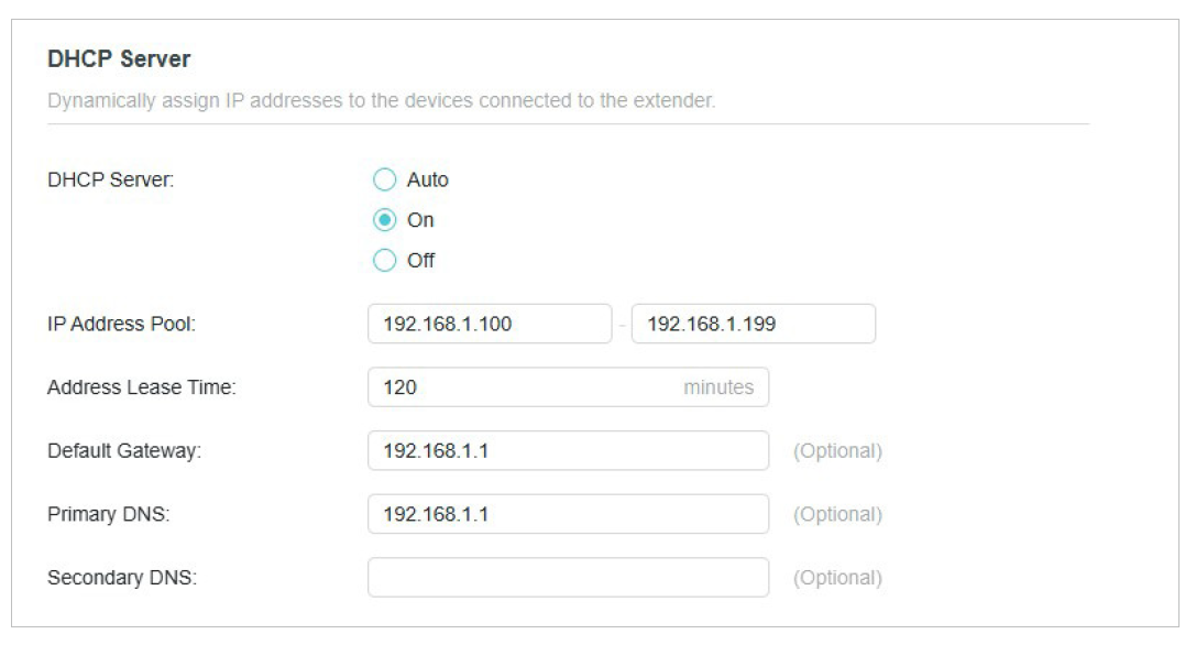 DHCP Server interface