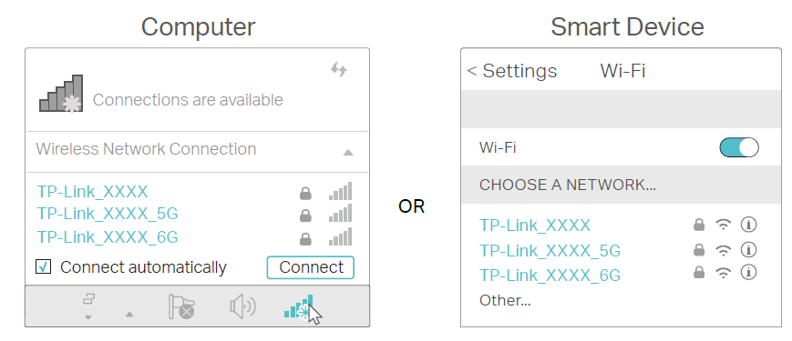 Connect to the wireless network of Archer AXE75