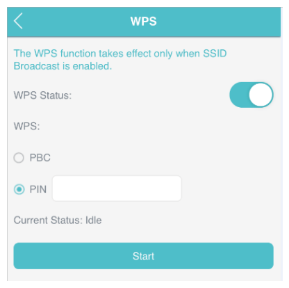 Go to Device > Advanced > WPS, check the PIN box and enter the PIN of your WPS-supported device