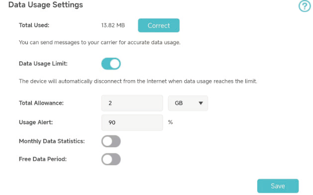 data usage settings interface