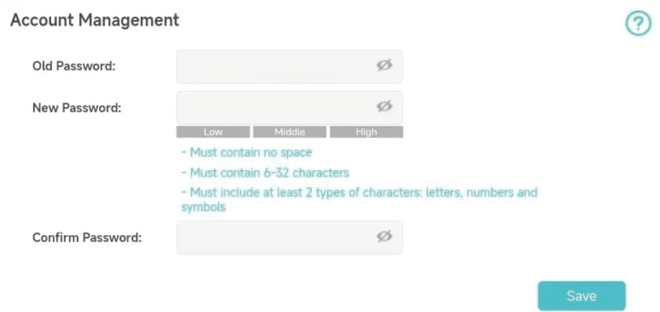 Advanced > Device > Account Management page