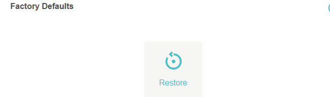 Button example demonstrating action needed to initiate factory reset process through web interface.