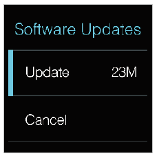 the screen showing that updating the software required 23M of data