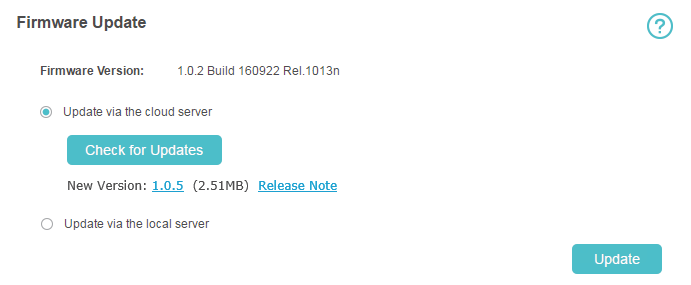 locate the Check for Updates button in Select Update page