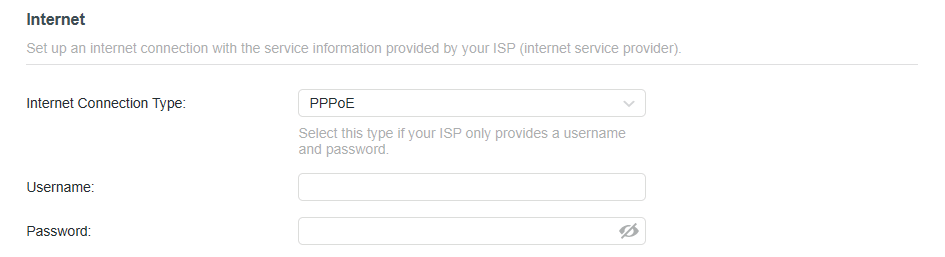 the page when you choose PPPoE