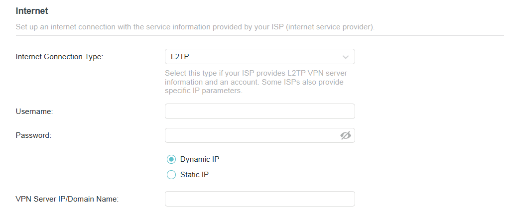 the page when you choose L2TP