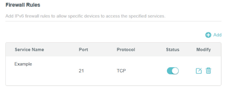 the firewall rules list