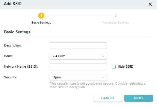 dialog box to Specify the Basic Settings