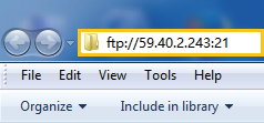 the Windows Explorer with ftp://59.40.2.243:21 in the address bar