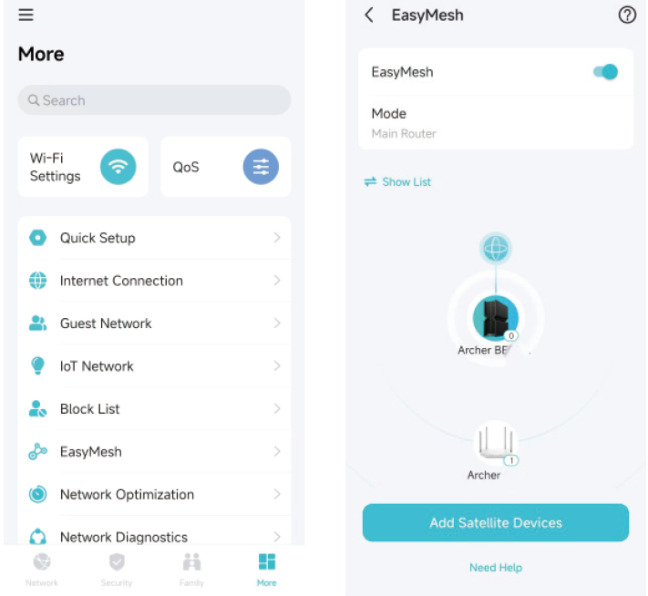More > EasyMesh and the EasyMesh function is enabled