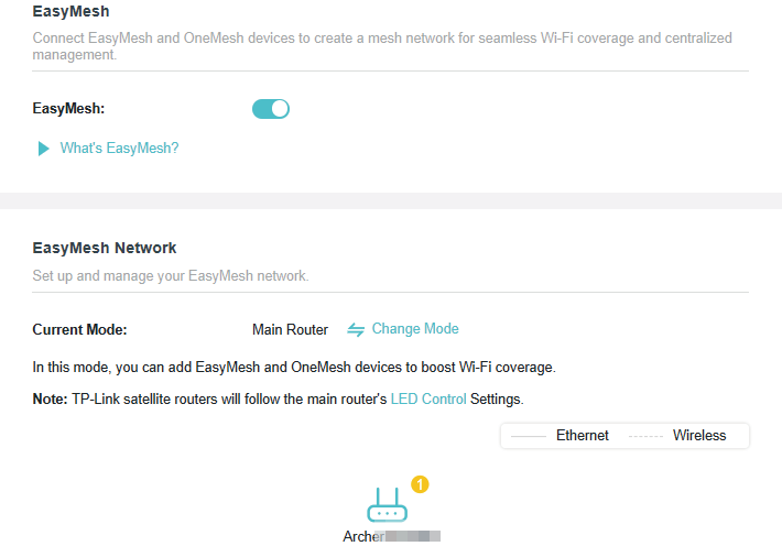 Go to Advanced > EasyMesh, and enable EasyMesh