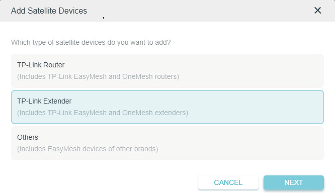 Select TP-Link Extender, then click NEXT.