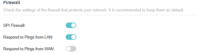 Advanced > Security > Firewall page
