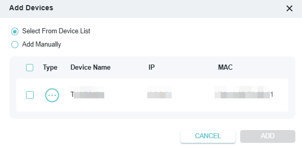 the select from list option is selected