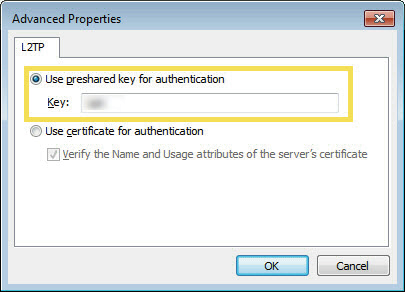 locate Use preshared key for authentication