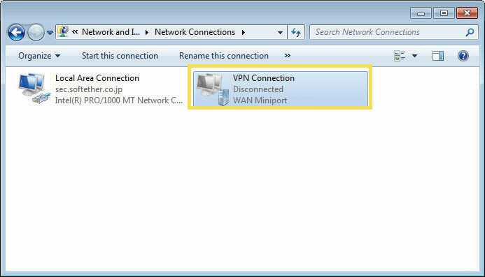 locate VPN connection