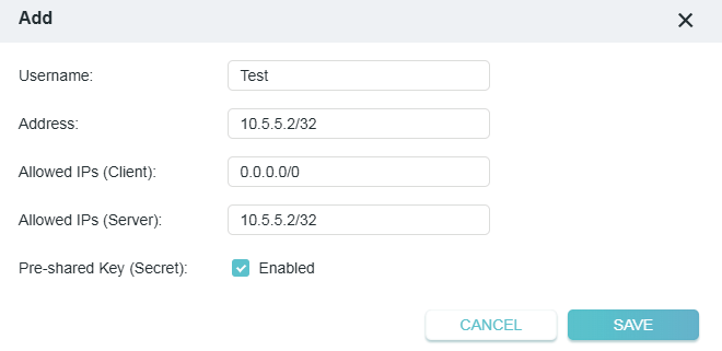 the Add window of the Account List section