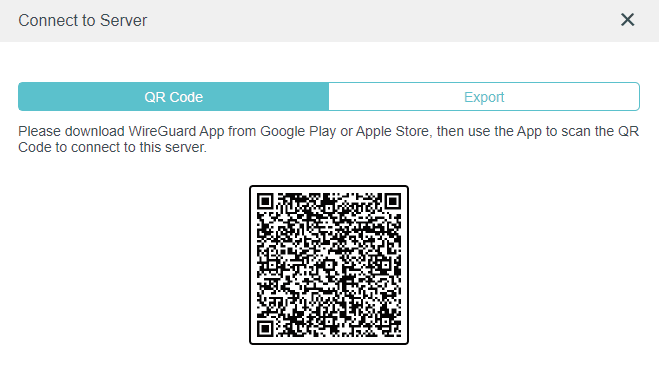 the QR Code for connecting to this server
