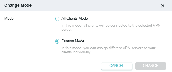 Custom Mode selected as Mode