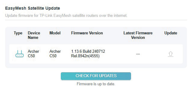 Easymesh satellite update page