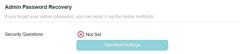 the Security Questions status is not set
