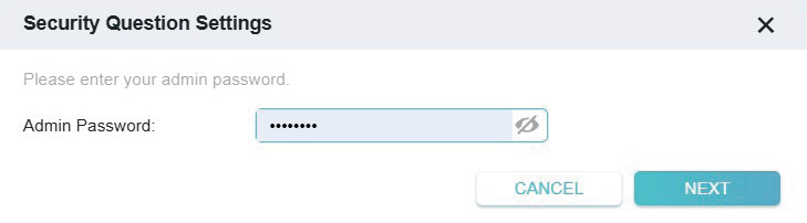 window to enter admin password