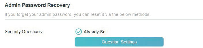 the Security Questions status is set