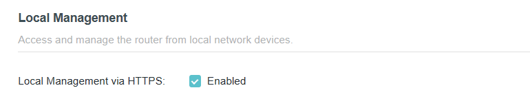 Local Management page