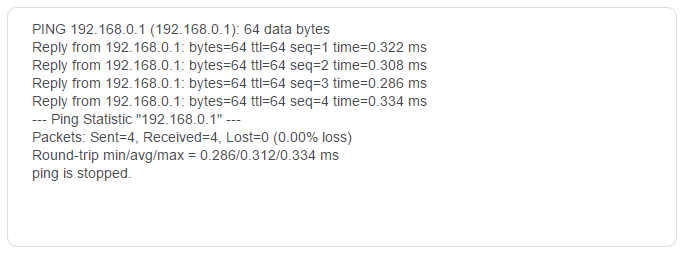 the result tested through Ping