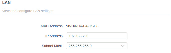 Advanced > Network > LAN page .