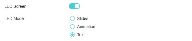 Image showing how to enable the LED screen on the router's settings page.