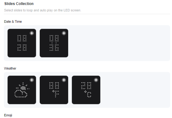 Diagram illustrating the different modes available for customization on the LED screen.2
