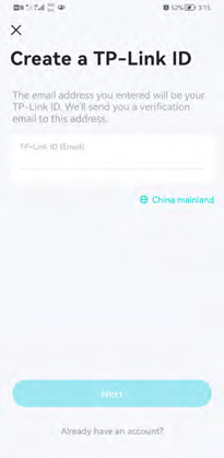 create TP-Link ID page in the Aginet app.