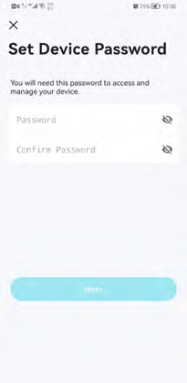 set device password page in the Aginet app.