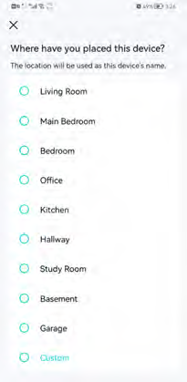 the page asking where to place the device