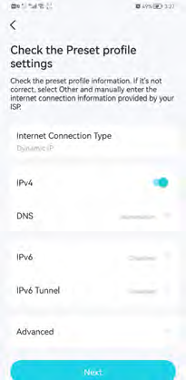 the page to check preset profile settings