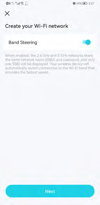 the page that Band steerings is enabled