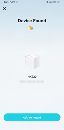 the app has found the device