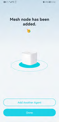 the page informing the mesh node is added