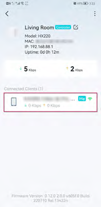 download/upload speed of the mesh device.