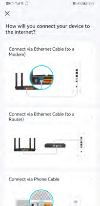 select how will you connect the device to internet