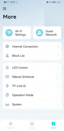 In More, Locate Wi-Fi Settings