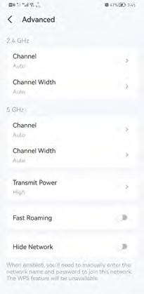 The page of Advanced