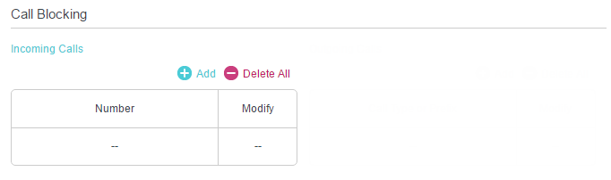 the Call Blocking section