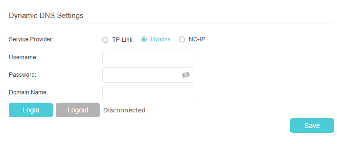 Advanced > Network > Dynamic DNS page